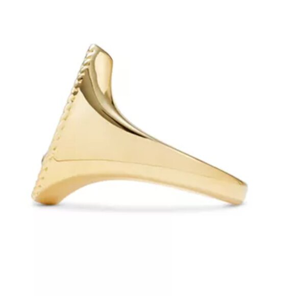 Yvonne Léon 9K Yellow Gold Diamond & Mother of Pearl Pear Signet Ring - Picture 3 of 9